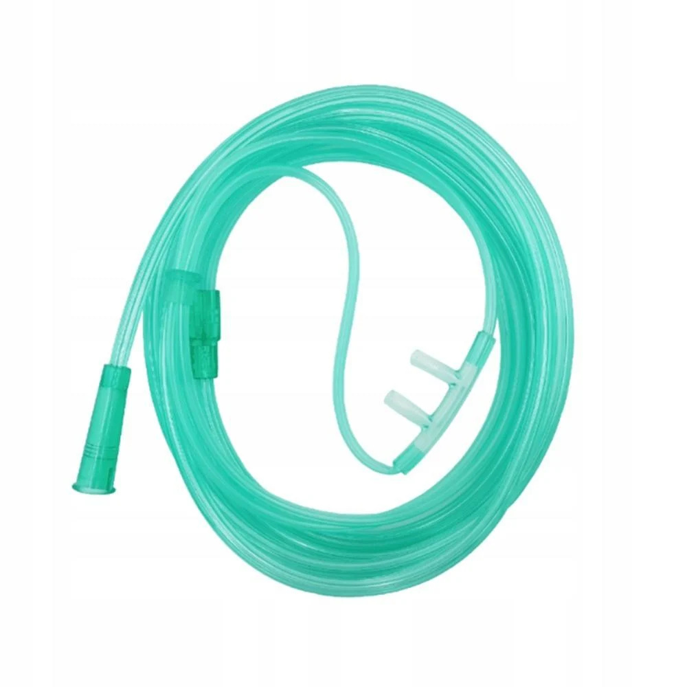 Canulă Nazală Oxigen Adult, 2 m, 5 LPM, Verde, Nări Drepte și Cilindrice