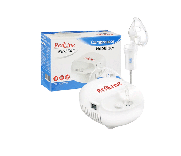 Aparat aerosoli RedLine NB-230C, pahar de nebulizare, particule 4 microni, nebulizator inhalator cu compresor