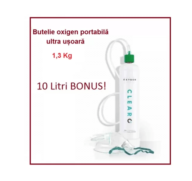 Set Butelie Oxigen Pur 110 Litri Ultraportabil (1,3Kg.), Incarcat, Inhalator Oxigen