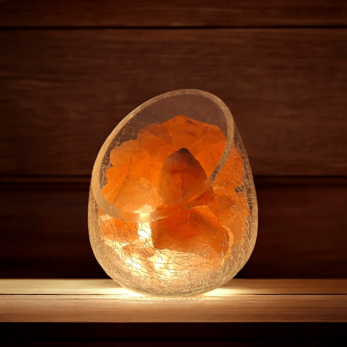 Lampa de sare Himalaya in Bol de Sticla 14 Cm cu alimentare la priza