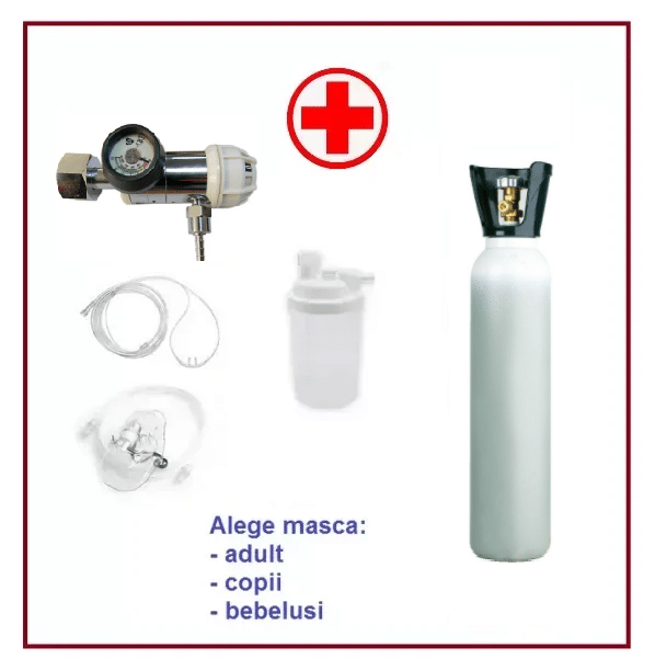 Set Butelie Otel Oxigen Medicinal 3 Litri (600 Litri)