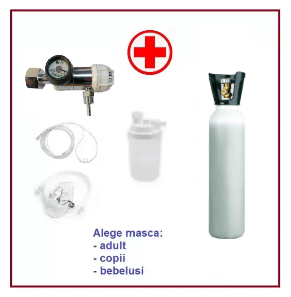 Set Butelie Aluminiu Oxigen Medicinal 3 Litri (600 Litri)